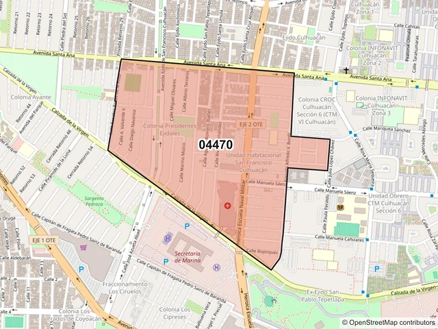 Mapa del código postal 04470, Coyoacán, Ciudad de México