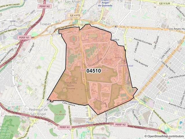 Mapa del código postal 04510, Coyoacán, Ciudad de México