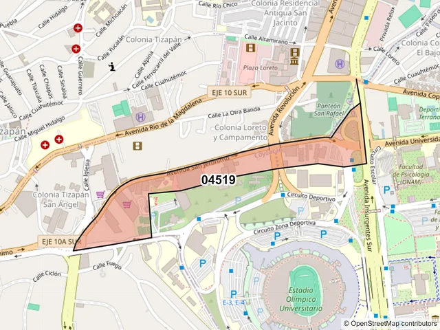 Mapa del código postal 04519, Coyoacán, Ciudad de México