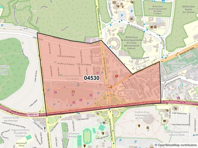 Mapa del código postal 04530, Coyoacán, Ciudad de México