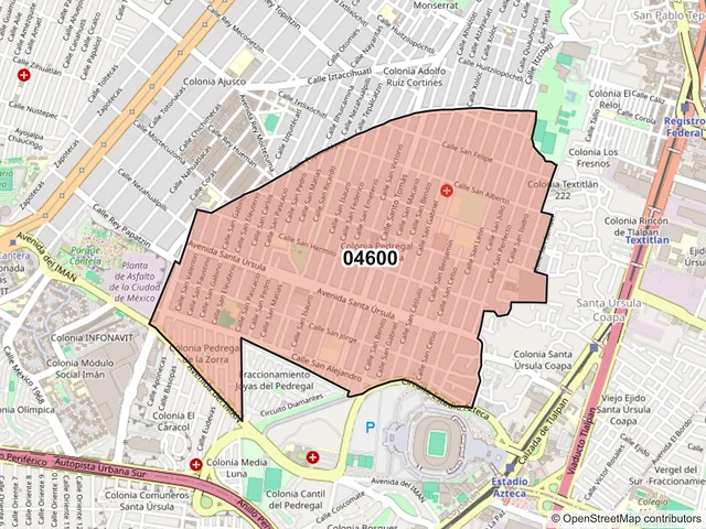 Mapa del código postal 04600, Coyoacán, Ciudad de México