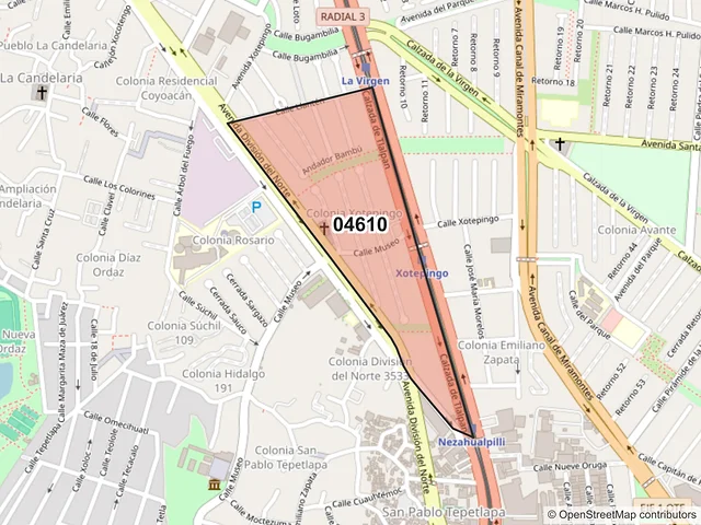 Mapa del código postal 04610, Coyoacán, Ciudad de México