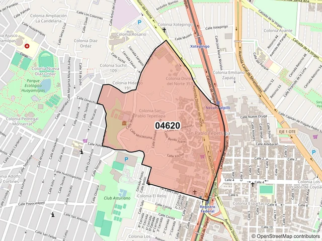 Mapa del código postal 04620, Coyoacán, Ciudad de México