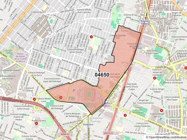 Mapa del código postal 04650, Coyoacán, Ciudad de México