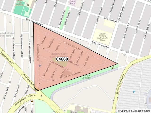 Mapa del código postal 04660, Coyoacán, Ciudad de México