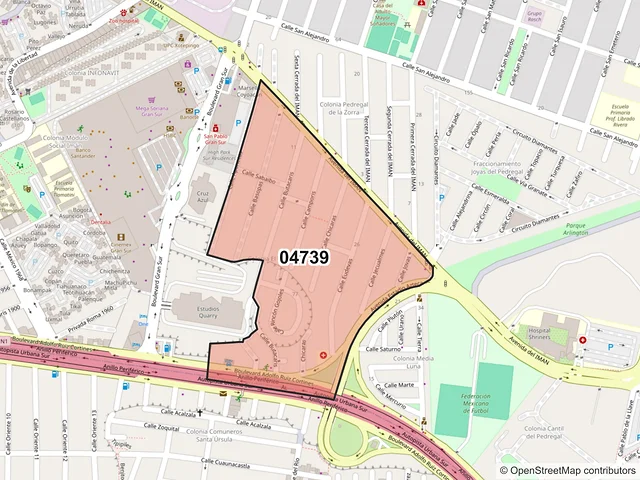 Mapa del código postal 04739, Coyoacán, Ciudad de México