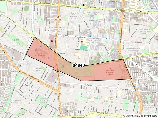 Mapa del código postal 04840, Coyoacán, Ciudad de México