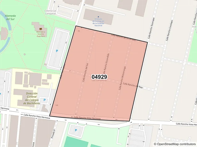 Mapa del código postal 04929, Coyoacán, Ciudad de México