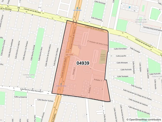 Mapa del código postal 04939, Coyoacán, Ciudad de México