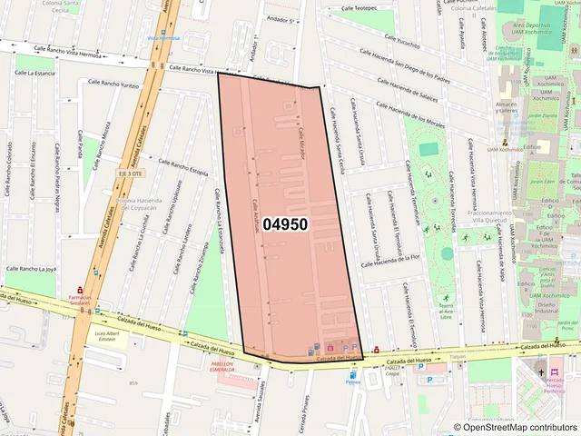 Mapa del código postal 04950, Coyoacán, Ciudad de México