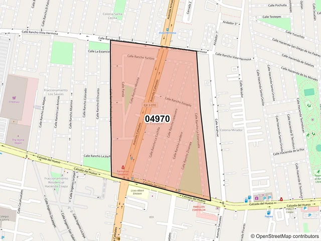 Mapa del código postal 04970, Coyoacán, Ciudad de México