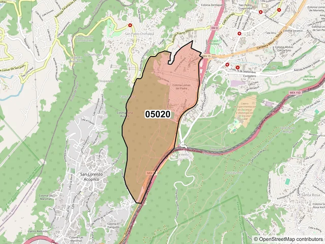 Mapa del código postal 05020, Cuajimalpa de Morelos, Ciudad de México