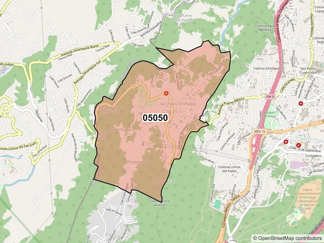 Mapa del código postal 05050, Cuajimalpa de Morelos, Ciudad de México