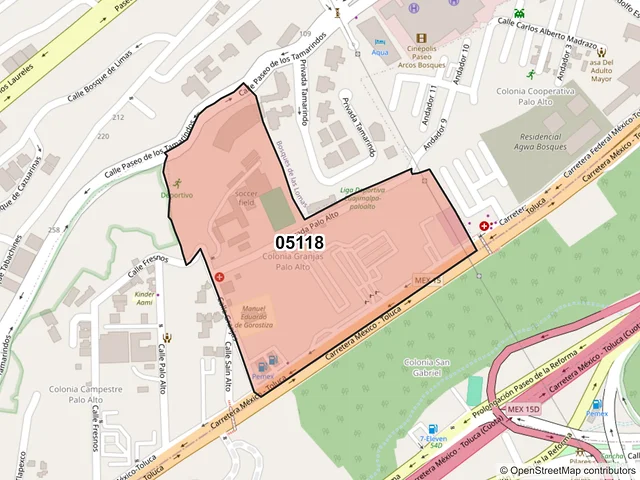 Mapa del código postal 05118, Cuajimalpa de Morelos, Ciudad de México
