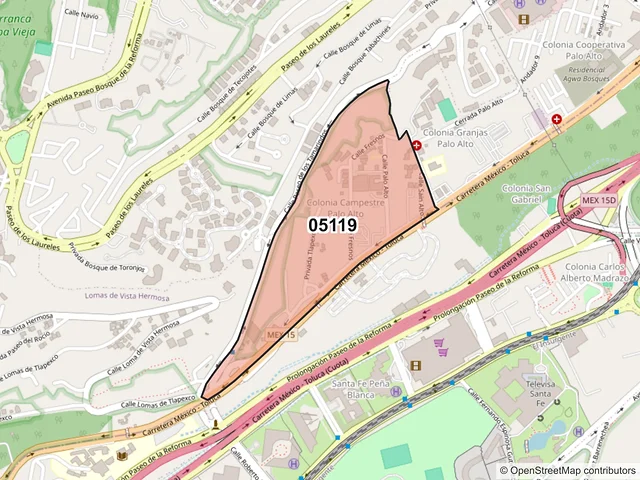 Mapa del código postal 05119, Cuajimalpa de Morelos, Ciudad de México