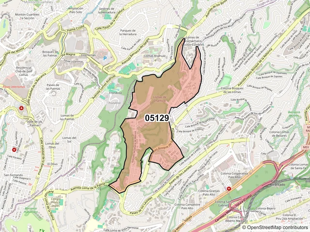 Mapa del código postal 05129, Cuajimalpa de Morelos, Ciudad de México