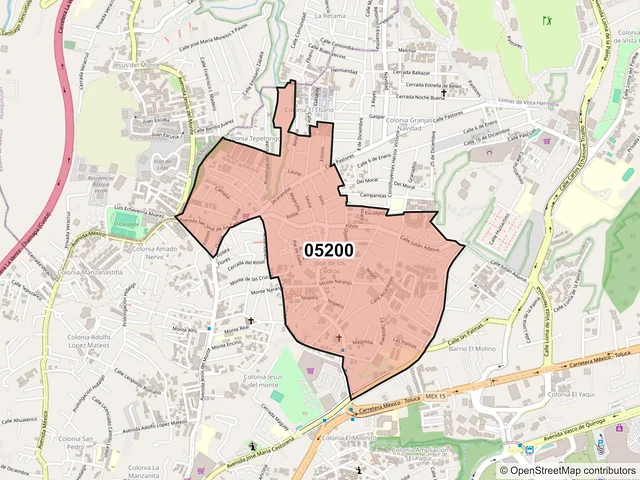 Mapa del código postal 05200, Cuajimalpa de Morelos, Ciudad de México
