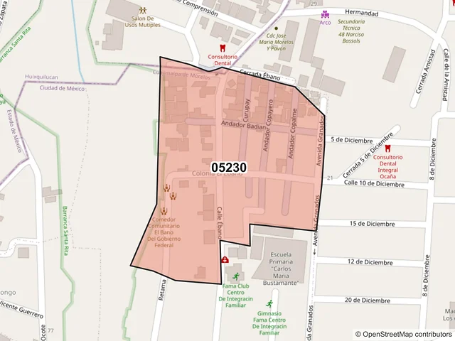 Mapa del código postal 05230, Cuajimalpa de Morelos, Ciudad de México
