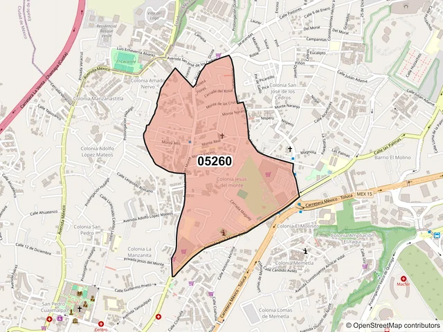 Mapa del código postal 05260, Cuajimalpa de Morelos, Ciudad de México
