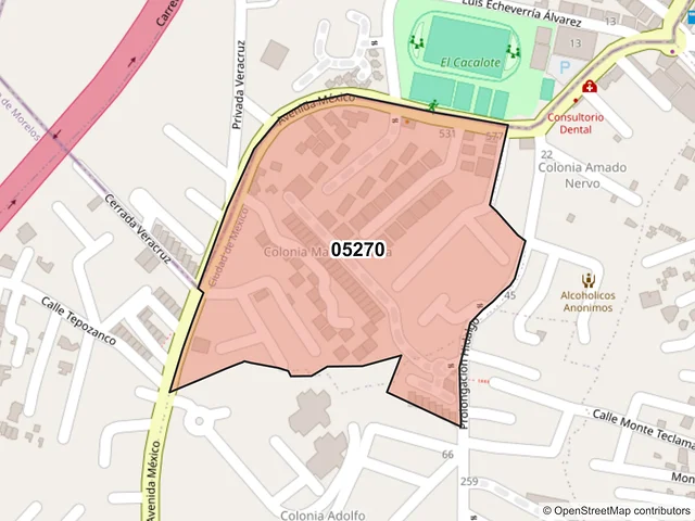 Mapa del código postal 05270, Cuajimalpa de Morelos, Ciudad de México