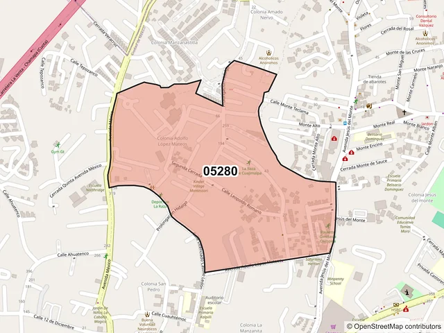 Mapa del código postal 05280, Cuajimalpa de Morelos, Ciudad de México