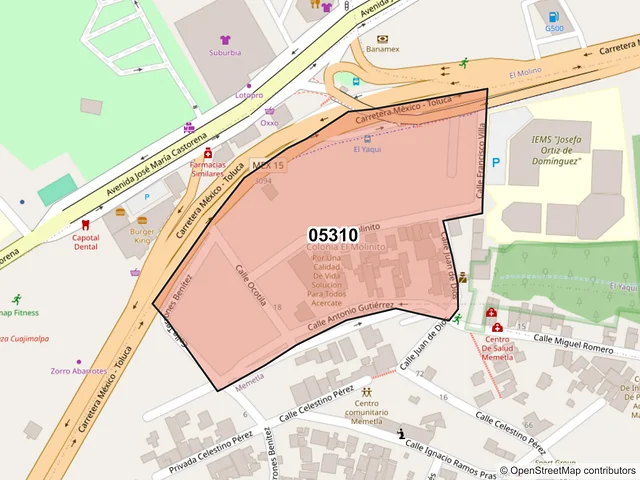 Mapa del código postal 05310, Cuajimalpa de Morelos, Ciudad de México