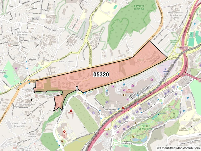 Mapa del código postal 05320, Cuajimalpa de Morelos, Ciudad de México