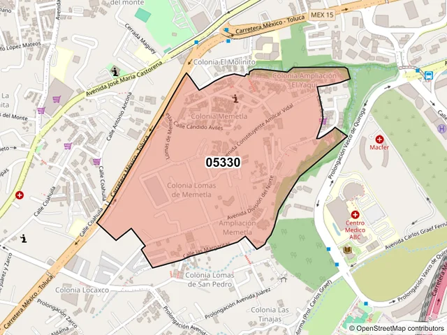 Mapa del código postal 05330, Cuajimalpa de Morelos, Ciudad de México
