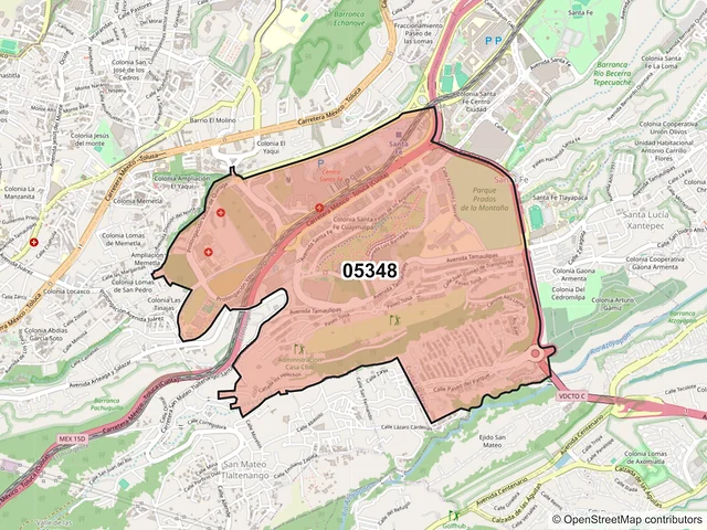 Mapa del código postal 05348, Cuajimalpa de Morelos, Ciudad de México