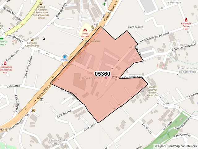 Mapa del código postal 05360, Cuajimalpa de Morelos, Ciudad de México