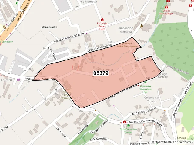Mapa del código postal 05379, Cuajimalpa de Morelos, Ciudad de México