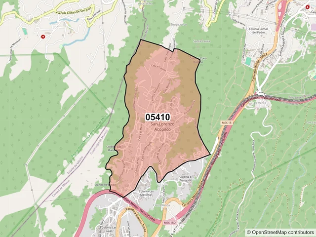 Mapa del código postal 05410, Cuajimalpa de Morelos, Ciudad de México
