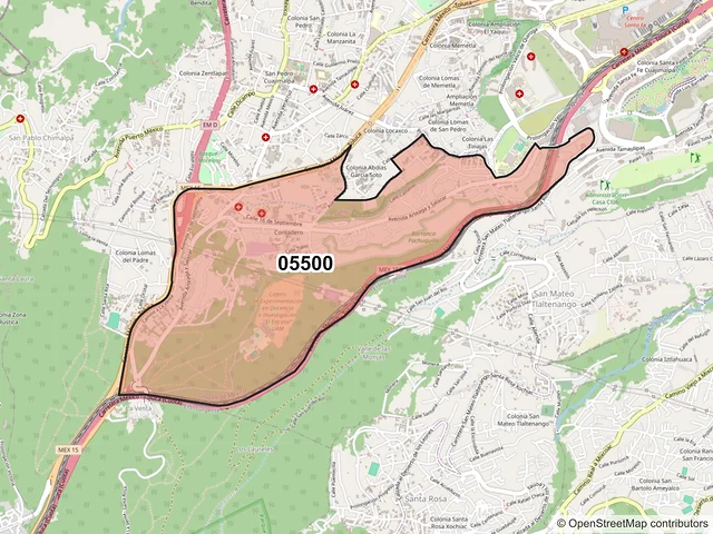 Mapa del código postal 05500, Cuajimalpa de Morelos, Ciudad de México