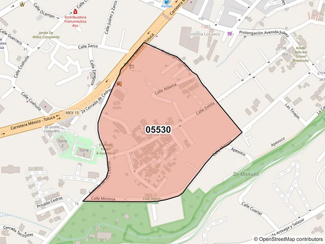 Mapa del código postal 05530, Cuajimalpa de Morelos, Ciudad de México