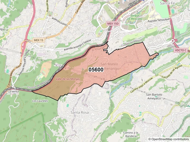 Mapa del código postal 05600, Cuajimalpa de Morelos, Ciudad de México