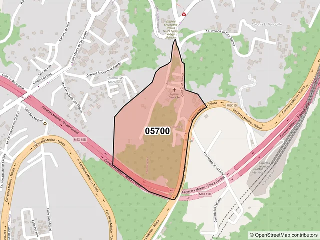 Mapa del código postal 05700, Cuajimalpa de Morelos, Ciudad de México