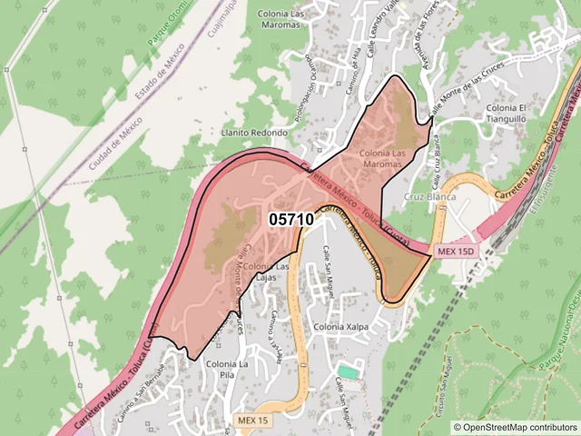 Mapa del código postal 05710, Cuajimalpa de Morelos, Ciudad de México