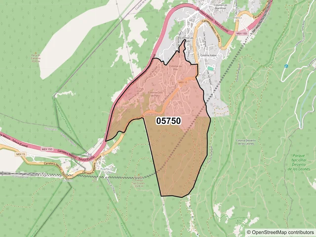 Mapa del código postal 05750, Cuajimalpa de Morelos, Ciudad de México