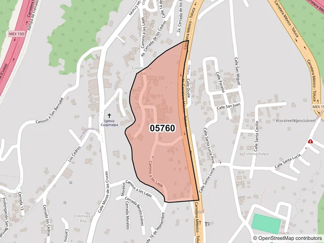 Mapa del código postal 05760, Cuajimalpa de Morelos, Ciudad de México