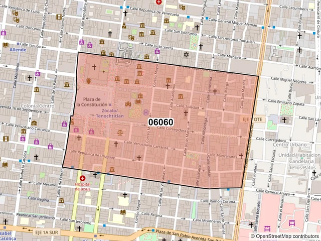 Mapa del código postal 06060, Cuauhtémoc, Ciudad de México