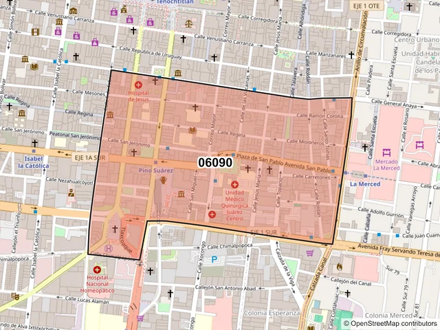 Mapa del código postal 06090, Cuauhtémoc, Ciudad de México