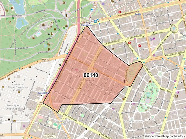 Mapa del código postal 06140, Cuauhtémoc, Ciudad de México