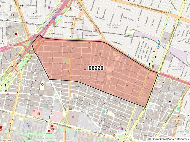 Mapa del código postal 06220, Cuauhtémoc, Ciudad de México