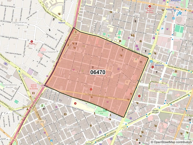 Mapa del código postal 06470, Cuauhtémoc, Ciudad de México