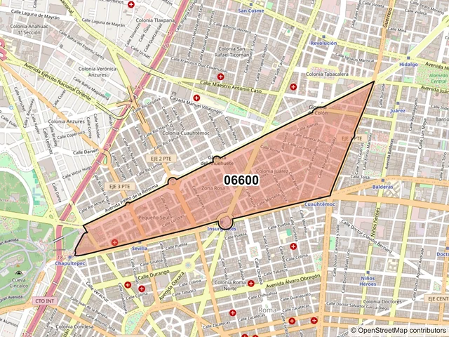 Mapa del código postal 06600, Cuauhtémoc, Ciudad de México
