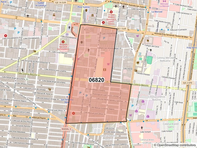 Mapa del código postal 06820, Cuauhtémoc, Ciudad de México