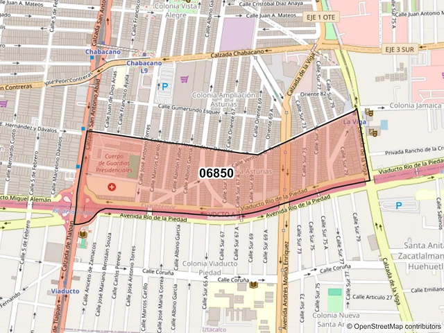 Mapa del código postal 06850, Cuauhtémoc, Ciudad de México