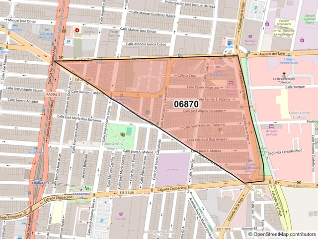 Mapa del código postal 06870, Cuauhtémoc, Ciudad de México