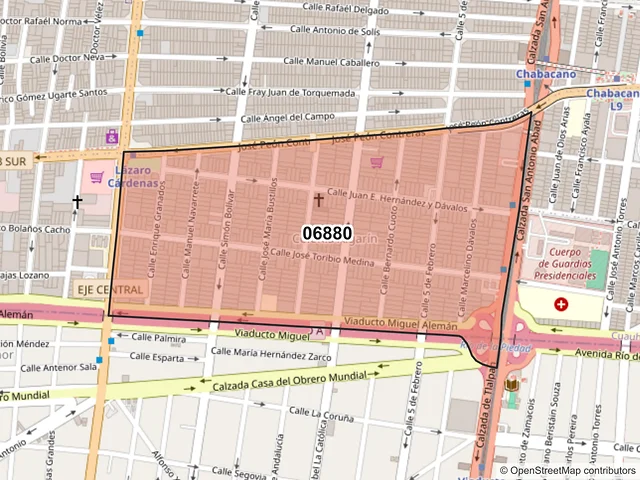 Mapa del código postal 06880, Cuauhtémoc, Ciudad de México