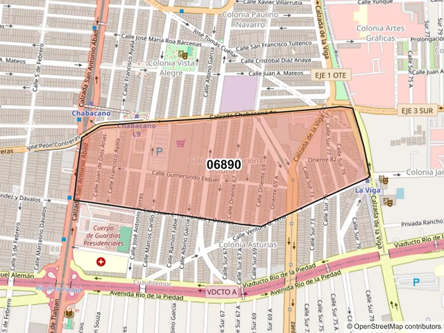Mapa del código postal 06890, Cuauhtémoc, Ciudad de México